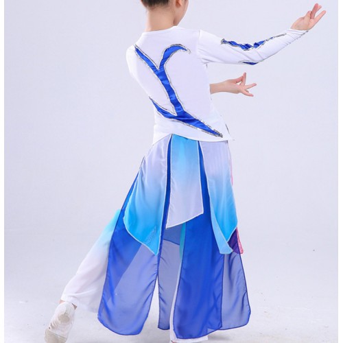 Girls chinese folk dance costumes fairy umbrella yangko traditional classical dance dresses costumes